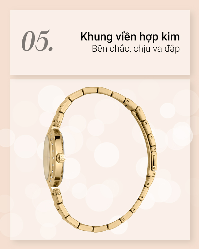 Đồng hồ Nữ Esprit ES1L230M0055 có khung viền hợp kim chống ăn mòn Đồng hồ Nữ Esprit ES1L230M0055 có khung viền hợp kim chống ăn mòn