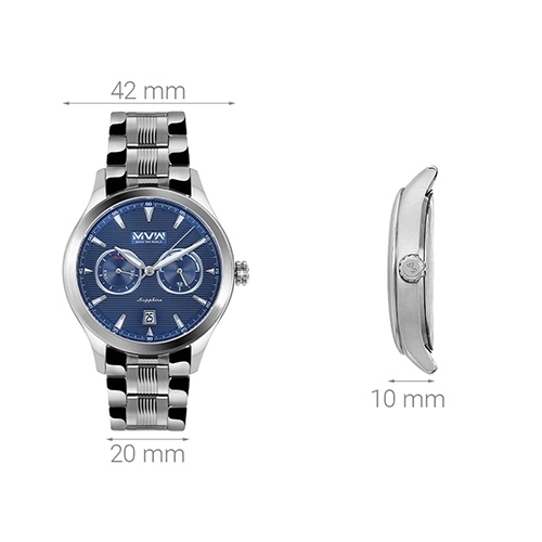 Đồng hồ MVW 42 mm Nam MS061-02 Màu Bạc