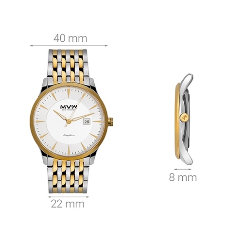 Đồng hồ MVW 40 mm Nam MS064-01 Màu Bạc