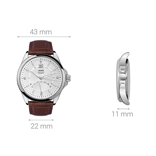 Đồng hồ MVW 43 mm Nam ML050-01 Màu Nâu