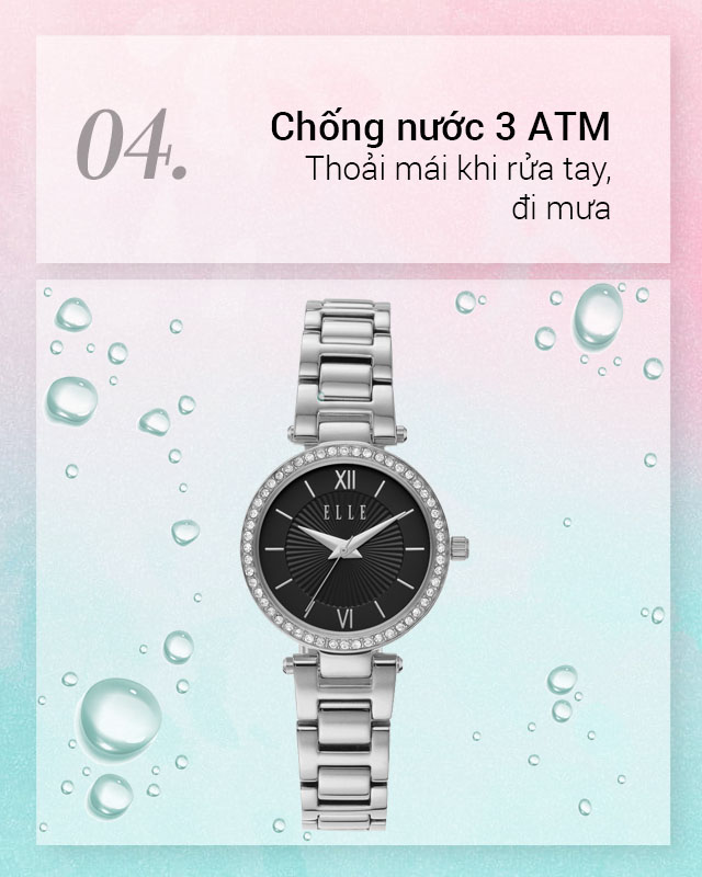 Đồng hồ nữ ELLE ELL25016 có hệ số chống nước 3 ATM Đồng hồ nữ ELLE ELL25016 có hệ số chống nước 3 ATM