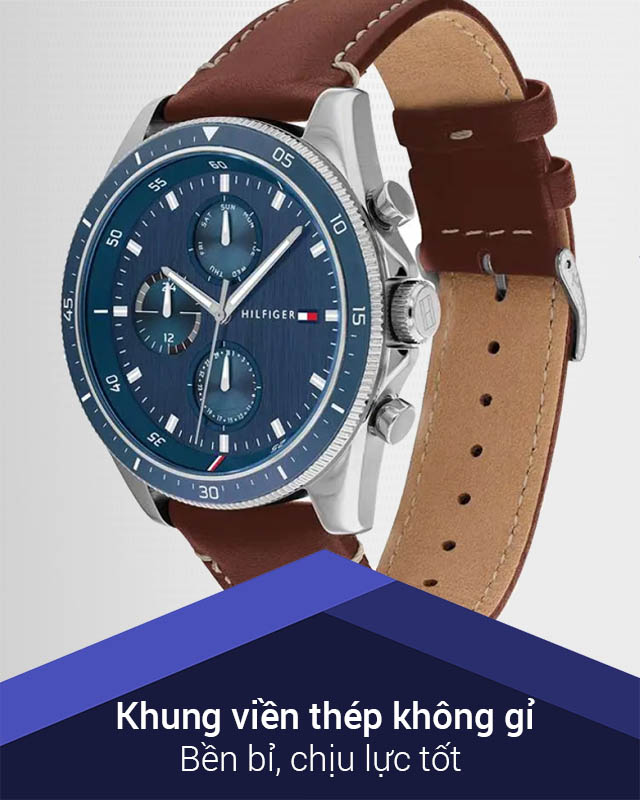 Đồng hồ nam Tommy Hilfiger 1791837 có khung viền thép không gỉ cứng cáp Đồng hồ nam Tommy Hilfiger 1791837 có khung viền thép không gỉ cứng cáp