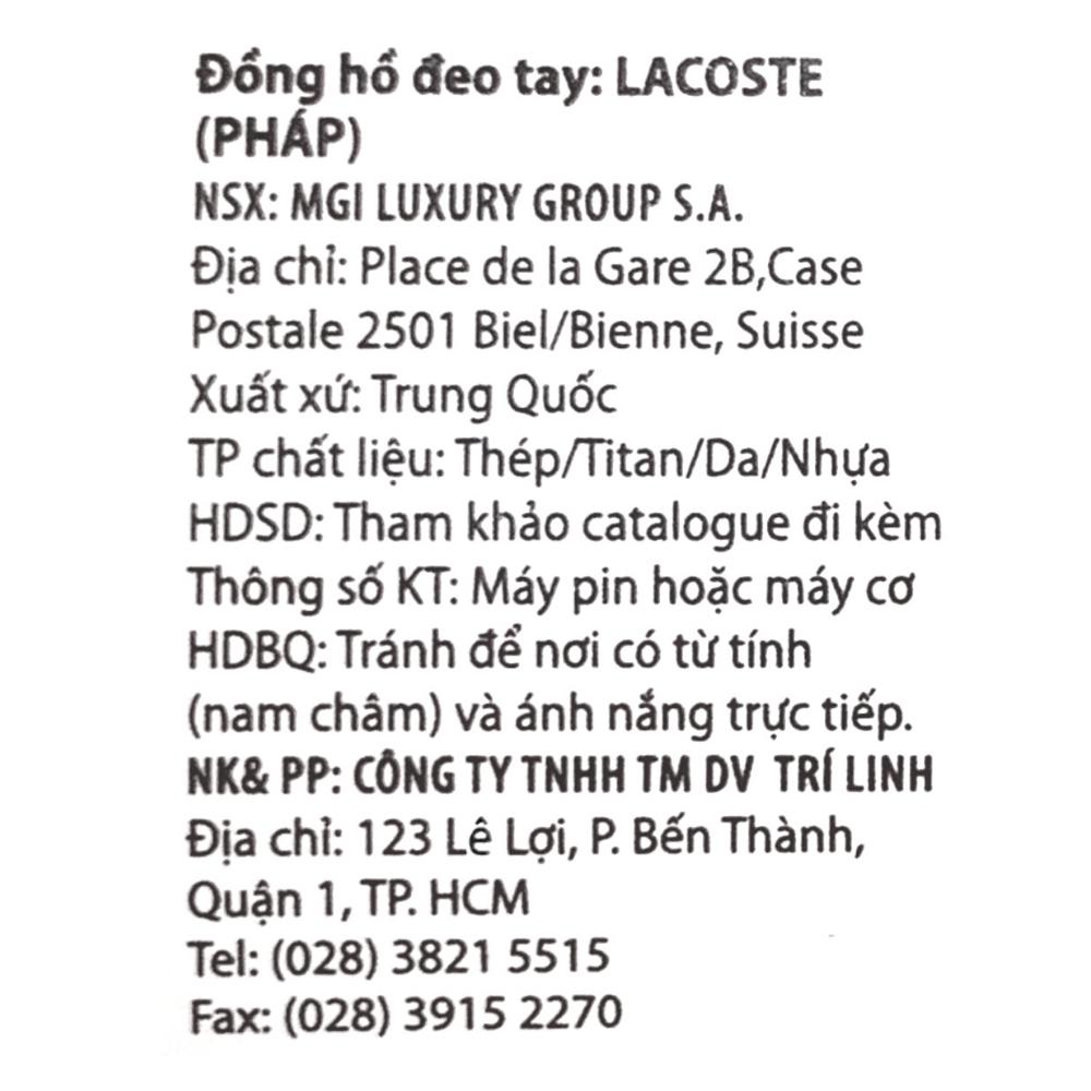 Đồng hồ LACOSTE 43 mm Nam 2010969 - 5