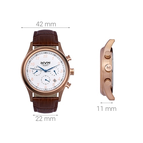 Đồng hồ MVW 42 mm Nam ML047-01 Màu Nâu
