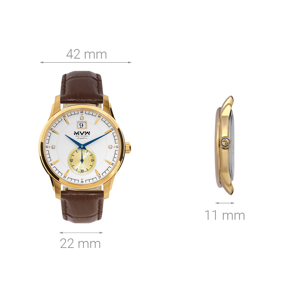 Đồng hồ MVW 42 mm Nam ML048-01 Màu Nâu