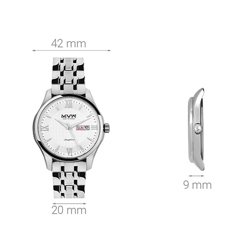 Đồng hồ MVW 42 mm Nam MS063-01 Màu Bạc