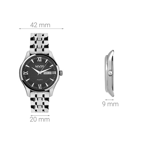 Đồng hồ MVW 42 mm Nam MS063-02 Màu Bạc
