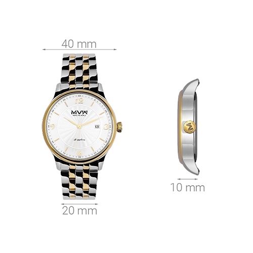 Đồng hồ MVW 40 mm Nam MS065-01 Màu Bạc