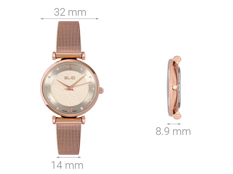 Đồng hồ ELIO 32 mm Nữ ES087-01 Màu Vàng Hồng