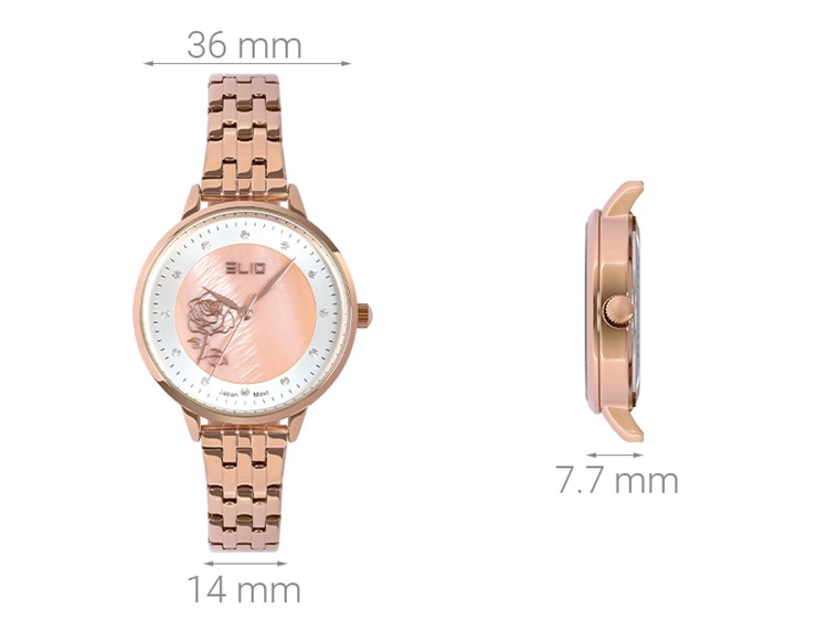 Đồng hồ ELIO Flower 36 mm Nữ ES090-01 Màu Vàng Hồng