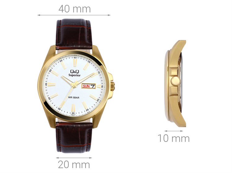 Đồng hồ Q&Q 40 mm Nam S284J101Y Màu Nâu