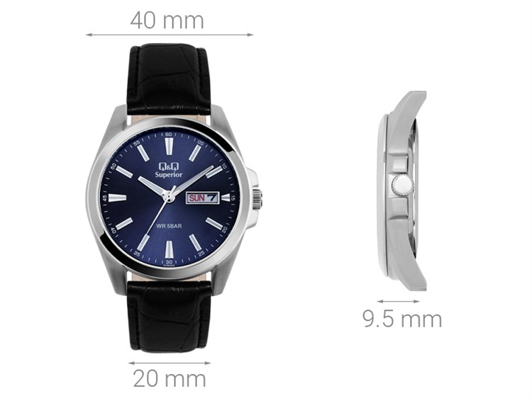 Đồng hồ Q&Q 40 mm Nam S284J302Y Màu Đen