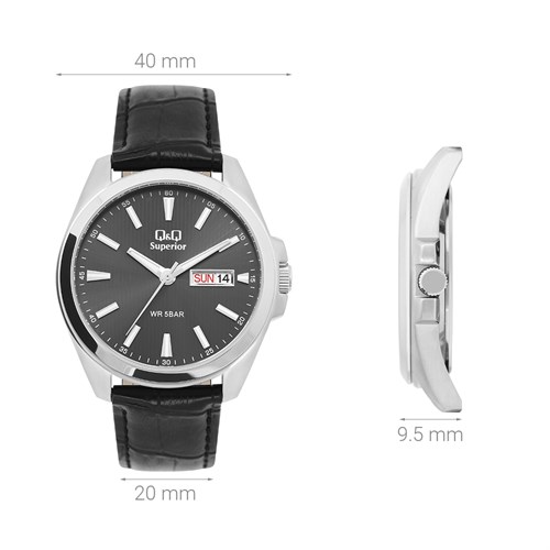 Đồng hồ Q&Q 40 mm Nam S284J312Y Màu Đen