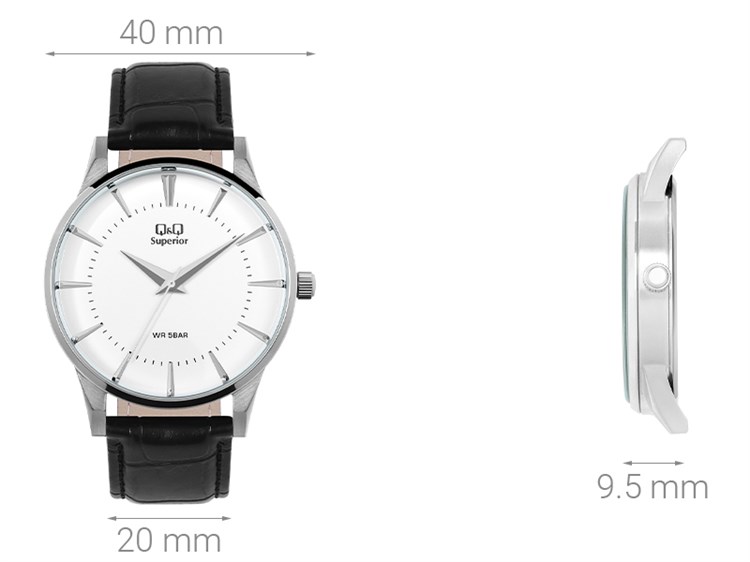 Đồng hồ Q&Q 40 mm Nam S398J301Y Màu Đen