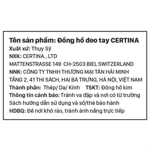 Đồng hồ CERTINA Urban 27 mm Nữ C033.051.22.118.00 Màu Bạc