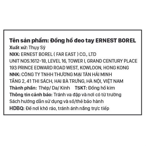 Đồng hồ ERNEST BOREL Heartful 30 mm Nữ N0520L0F-MR2L Màu Đen