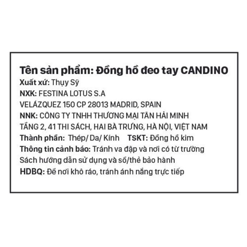 Đồng hồ CANDINO 30 mm Nữ C4697/2 Màu Vàng