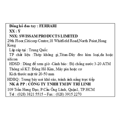 Đồng hồ FERRARI 44 mm Nam 0830719 Màu Đen