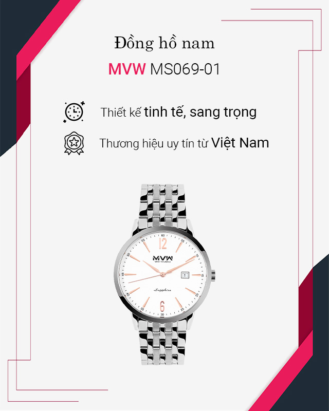 Đồng hồ Nam MVW MS069-01 nổi bật với vẻ ngoài lịch lãm Đồng hồ Nam MVW MS069-01 nổi bật với vẻ ngoài lịch lãm