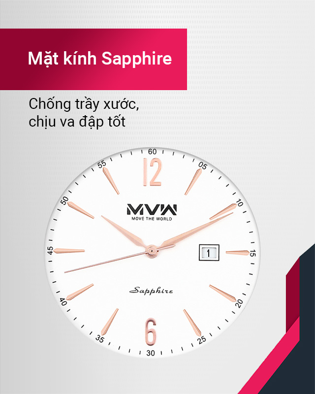 Đồng hồ Nam MVW MS069-01 được thiết kế với mặt kính Sapphire sang trọng Đồng hồ Nam MVW MS069-01 được thiết kế với mặt kính Sapphire sang trọng