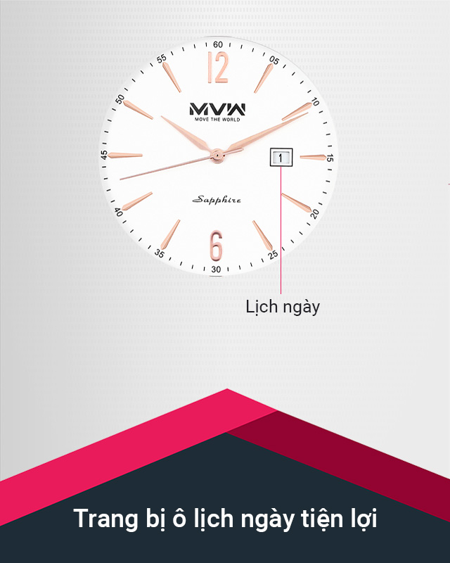 Đồng hồ Nam MVW MS069-01 được trang bị thêm ô lịch ngày ở vị trí 3h Đồng hồ Nam MVW MS069-01 được trang bị thêm ô lịch ngày ở vị trí 3h