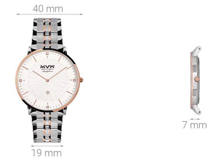 Đồng hồ MVW 40 mm Nam MS070-02 Màu Bạc