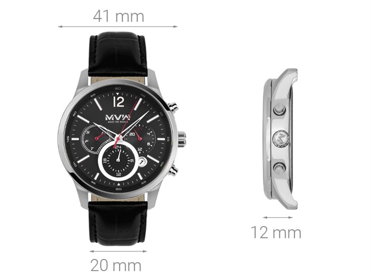 Đồng hồ MVW Sport 41 mm Nam ML062-01 Màu Đen