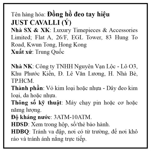 Đồng hồ JUST CAVALLI 36 mm Nữ JC1L134M0075 Màu Vàng