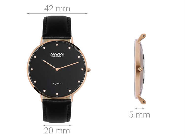 Đồng hồ MVW 42 mm Nam ML053-01 Màu Đen