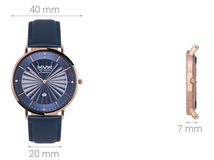 Đồng hồ MVW 40 mm Nam ML054-01 Màu Xanh đen