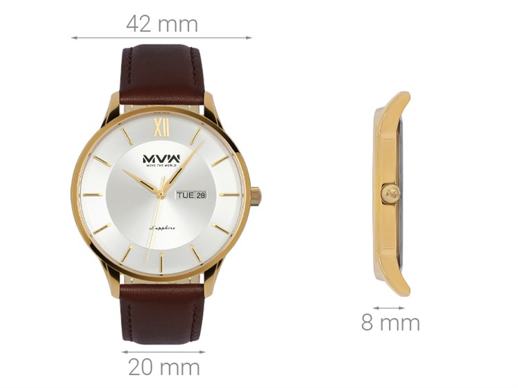 Đồng hồ MVW 42 mm Nam ML056-01 Màu Nâu