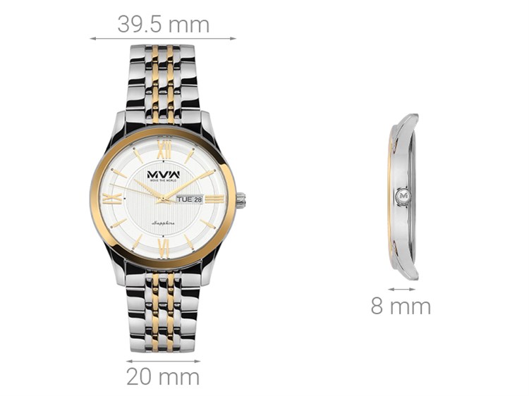 Đồng hồ MVW 39.5 mm Nam MS068-01 Màu Bạc