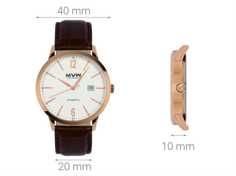 Đồng hồ MVW 40 mm Nam ML059-01 Màu Nâu