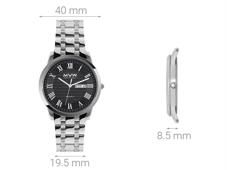 Đồng hồ MVW 40 mm Nam MS071-01 Màu Bạc