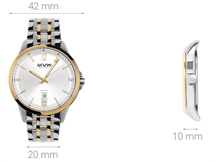 Đồng hồ MVW 42 mm Nam MS074-01 Màu Bạc