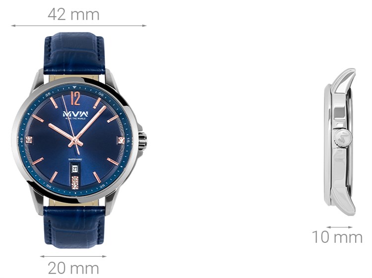 Đồng hồ MVW 42 mm Nam ML063-01 Màu Xanh Dương