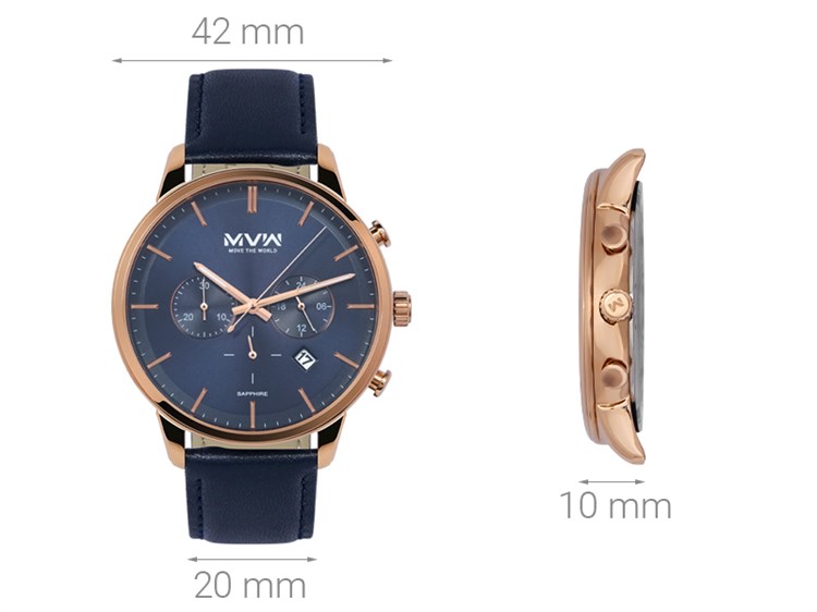 Đồng hồ MVW Sport 42 mm Nam ML064-01 Màu Xanh đen