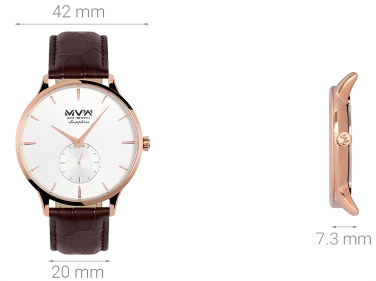 Đồng hồ MVW 42 mm Nam ML065-01 Màu Nâu