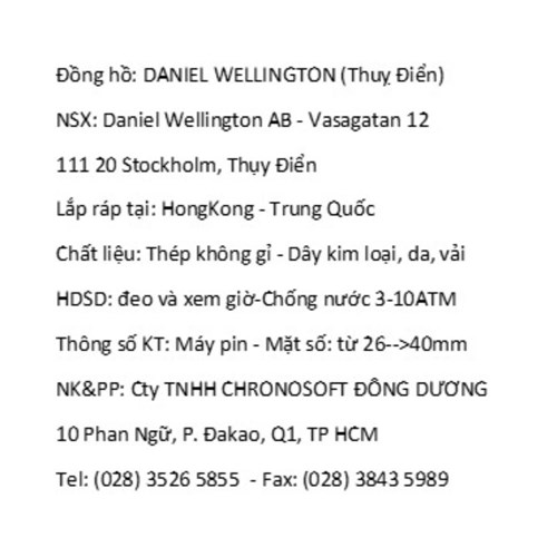 Đồng hồ DANIEL WELLINGTON 32 mm Nữ DW00100173 Màu Đen