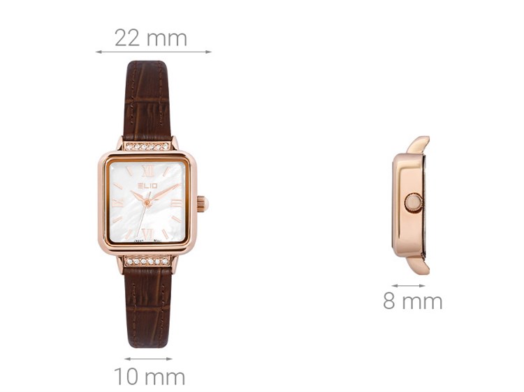 Đồng hồ ELIO 21 x 22 mm Nữ EL085-02 Màu Nâu