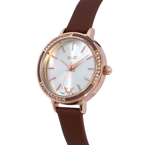 Đồng hồ ELIO 28 mm Nữ EL086-02 Màu Nâu
