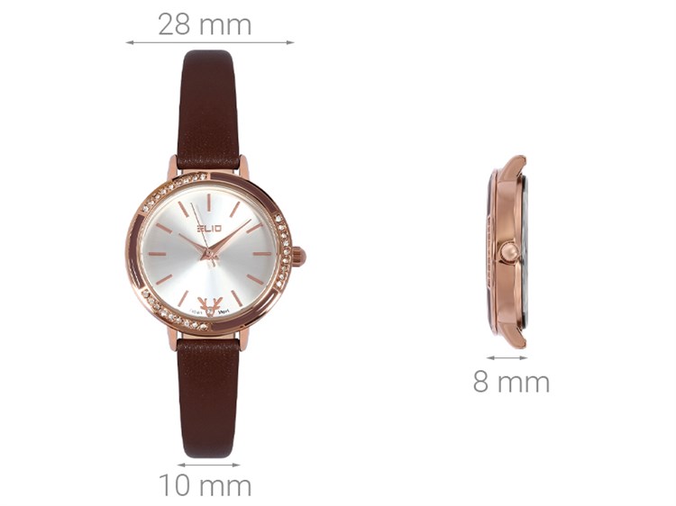 Đồng hồ ELIO 28 mm Nữ EL086-02 Màu Nâu