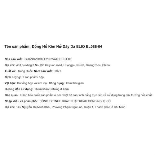 Đồng hồ ELIO Xmas 28 mm Nữ EL086-04 Màu Trắng