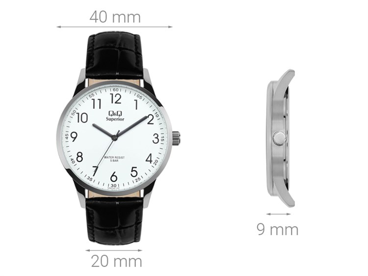 Đồng hồ Q&Q 40 mm Nam S280J304Y Màu Đen