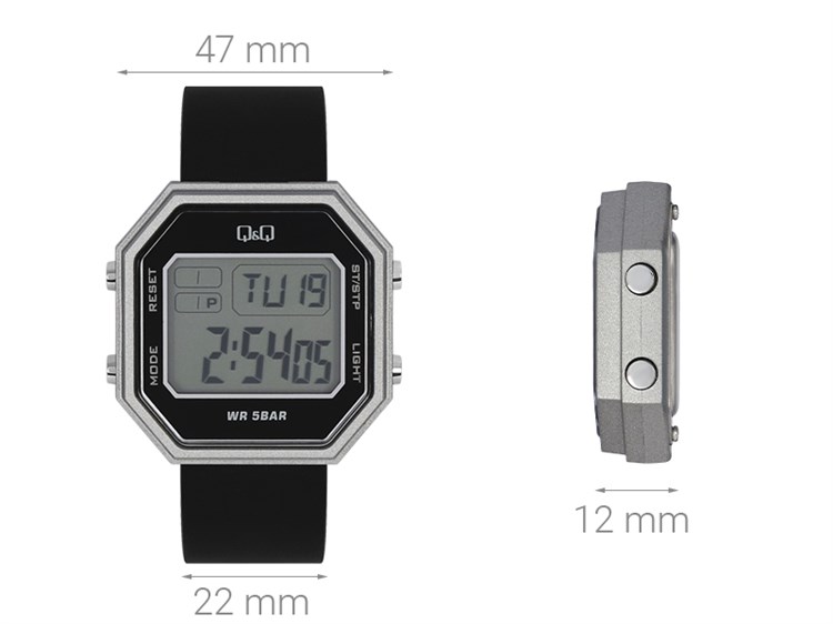 Đồng hồ Q&Q 47 mm Nam M206J003Y Màu Đen