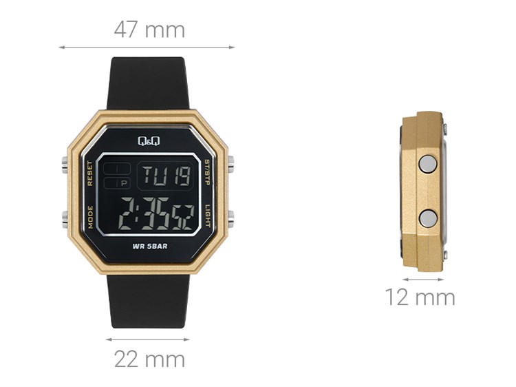Đồng hồ Q&Q 47 mm Nam M206J004Y Màu Đen