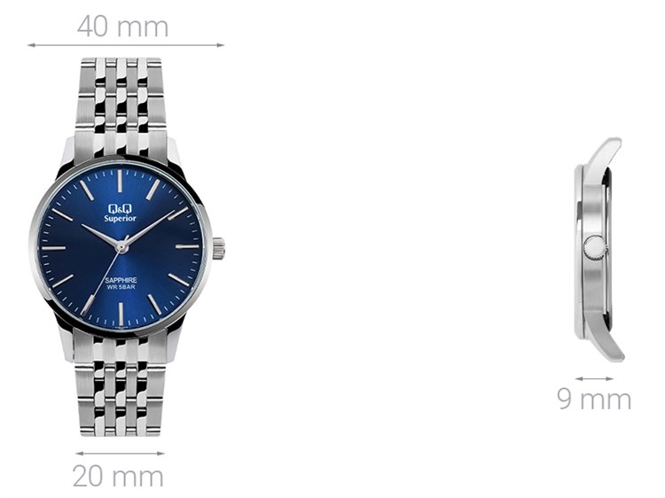 Đồng hồ Q&Q 40 mm Nam S280J232Y Màu Bạc