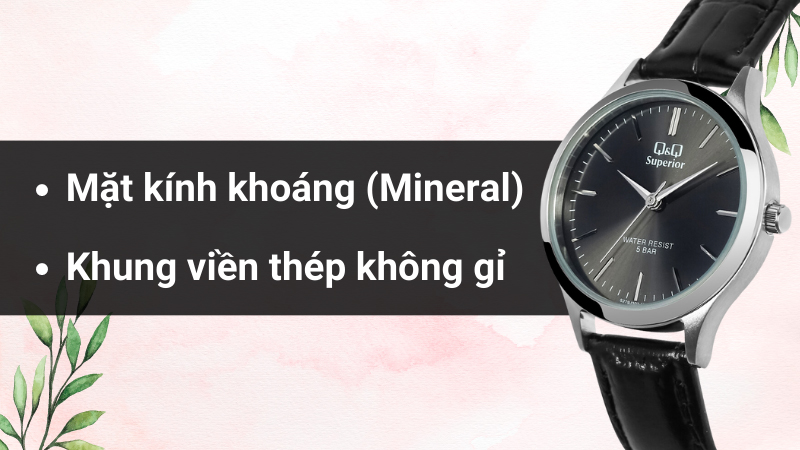Chất liệu mặt kính và khung viền của mẫu đồng hồ Chất liệu mặt kính và khung viền của mẫu đồng hồ