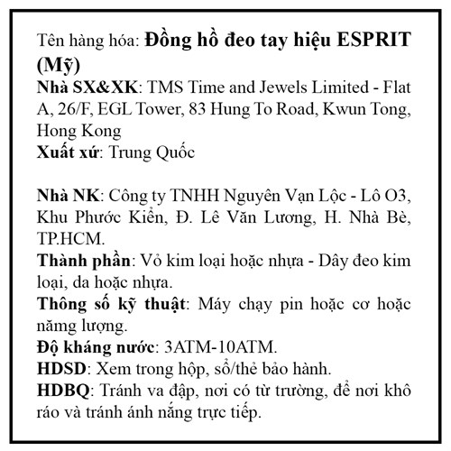 Đồng hồ ESPRIT 32 mm Nữ ES1L276L0035 Màu Đen