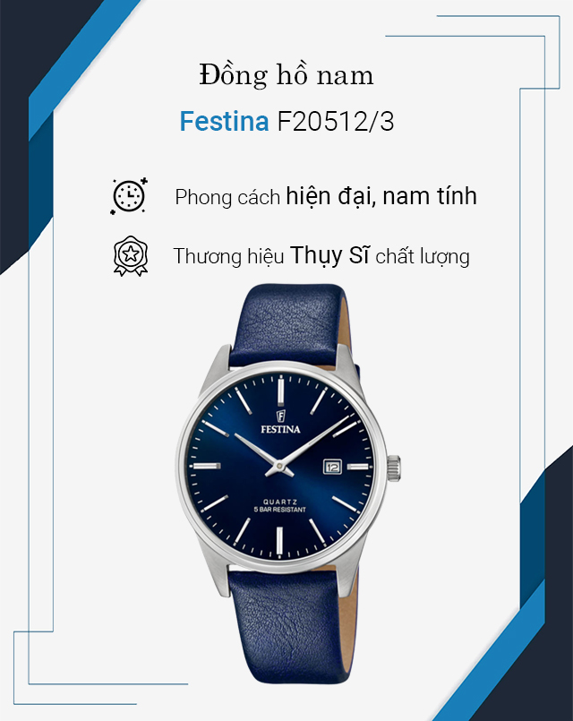 Đồng hồ Festina F20512/3, mẫu mã hãng, giá chính rẻ, mới